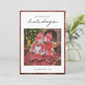 Prettige feestdagen Tartan Border/Back Feestdagenkaart (Staand voorkant)