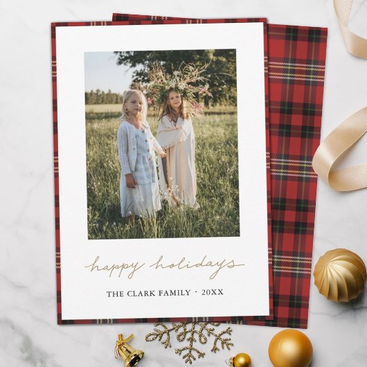 Prettige feestdagen Tartan Border/Back Feestdagenkaart