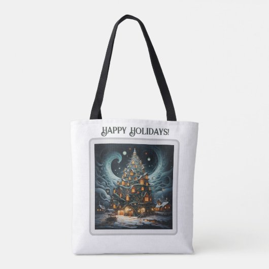 Prettige feestdagen Tas- Bruin Tote Bag (Achterkant)