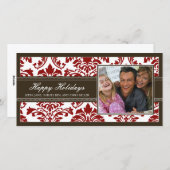 prettige feestdagen {TBA} Elegant Bruin & Rood Dam Feestdagenkaart (Voorkant / Achterkant)