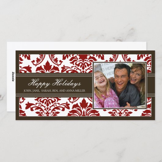 prettige feestdagen {TBA} Elegant Bruin & Rood Dam Feestdagenkaart (Voorkant / Achterkant)