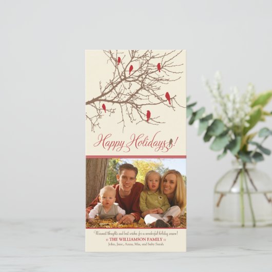 prettige feestdagen {TBA} Wintervogels Feestdagenkaart (Staand voorkant)