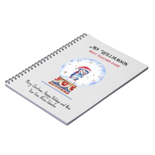 Prettige feestdagen Teacher Custom, Best (titel) O Notitieboek (Linkerzijde)