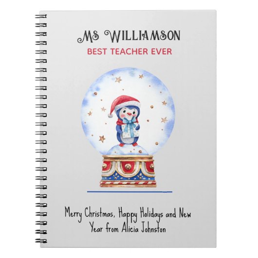 Prettige feestdagen Teacher Custom, Best (titel) O Notitieboek (Voorkant)