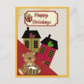 Prettige feestdagen Teddy Bear Heart Homes Retro (Voorkant)