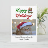 prettige feestdagen Teddy Bear-kerstfotoscript Feestdagenkaart (Staand voorkant)