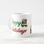 prettige feestdagen Teddy Bear-kerstfotoscript Koffiemok (Voorkant links)
