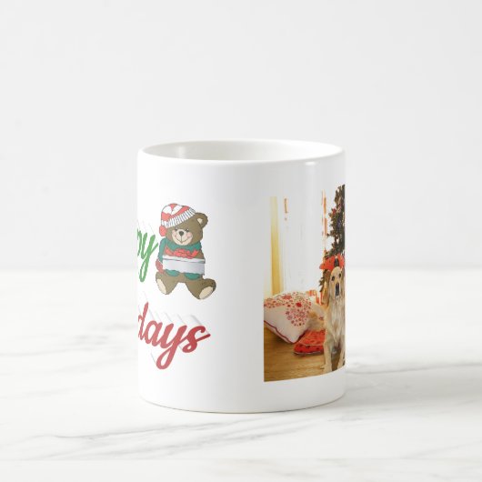 prettige feestdagen Teddy Bear-kerstfotoscript Koffiemok (Center)