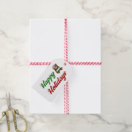 prettige feestdagen Teddy Bear-kerstscript Cadeaulabel