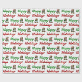 prettige feestdagen Teddy Bear-kerstscript Cadeaupapier (Vlak)