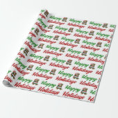 prettige feestdagen Teddy Bear-kerstscript Cadeaupapier (Uitgerold)