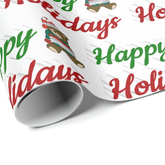 prettige feestdagen Teddy Bear-kerstscript Cadeaupapier (Rol Hoek)