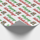 prettige feestdagen Teddy Bear-kerstscript Cadeaupapier (Hoek)