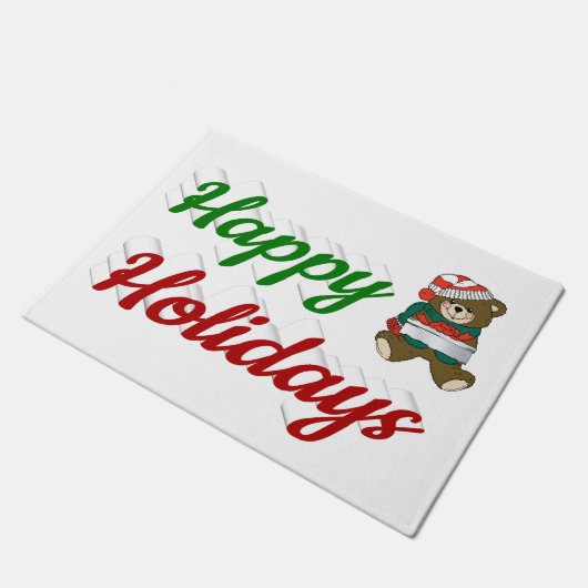 prettige feestdagen Teddy Bear-kerstscript Deurmat (Schuin)