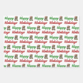 prettige feestdagen Teddy Bear-kerstscript Inpakpapier Vel (Voorkant)
