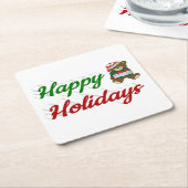 prettige feestdagen Teddy Bear-kerstscript Kartonnen Onderzetters (Schuin)