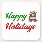 prettige feestdagen Teddy Bear-kerstscript Kartonnen Onderzetters (Voorkant)