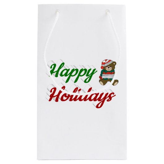 prettige feestdagen Teddy Bear-kerstscript Klein Cadeauzakje (Achterkant)