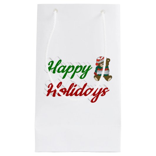 prettige feestdagen Teddy Bear-kerstscript Klein Cadeauzakje (Voorkant)