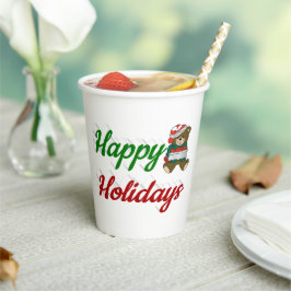 prettige feestdagen Teddy Bear-kerstscript Papieren Bekers