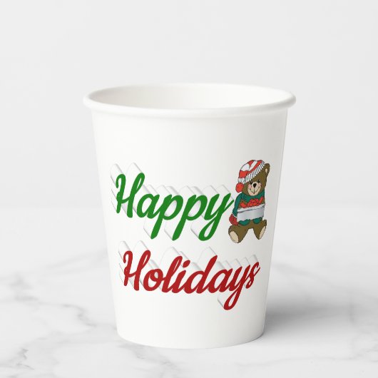 prettige feestdagen Teddy Bear-kerstscript Papieren Bekers (Achterkant)