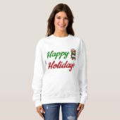 prettige feestdagen Teddy Bear-kerstscript Trui (Voorkant volledig)