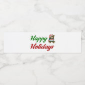 prettige feestdagen Teddy Bear-kerstscript Waterfles Etiket (Enkel label)