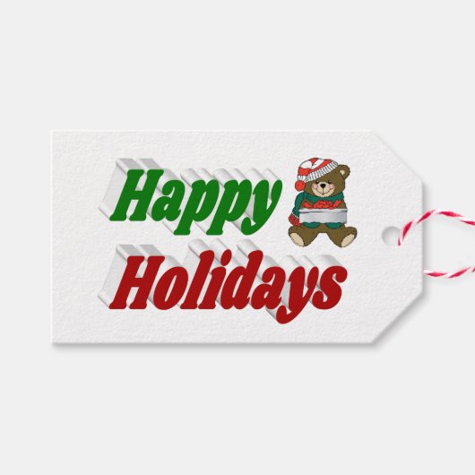 prettige feestdagen teddy Bear-kersttypografie Cadeaulabel (Voorkant (Horizontaal))