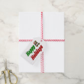 prettige feestdagen teddy Bear-kersttypografie Cadeaulabel (Met Touw)