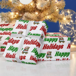 prettige feestdagen teddy Bear-kersttypografie Cadeaupapier