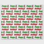 prettige feestdagen teddy Bear-kersttypografie Cadeaupapier (Vlak)