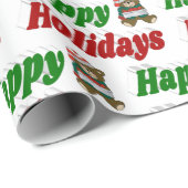 prettige feestdagen teddy Bear-kersttypografie Cadeaupapier (Rol Hoek)
