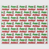 prettige feestdagen teddy Bear-kersttypografie Cadeaupapier (Vlak)