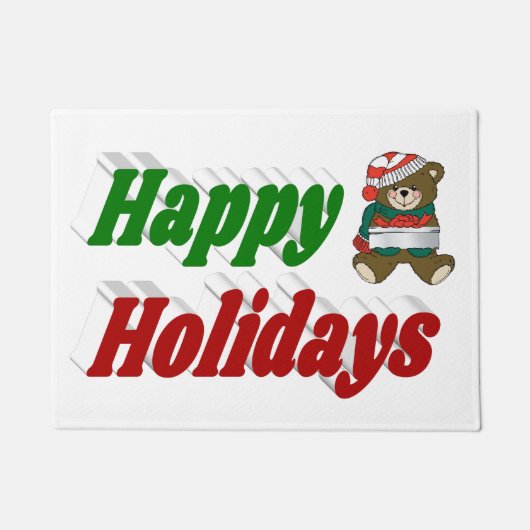 prettige feestdagen teddy Bear-kersttypografie Deurmat (Voorkant)