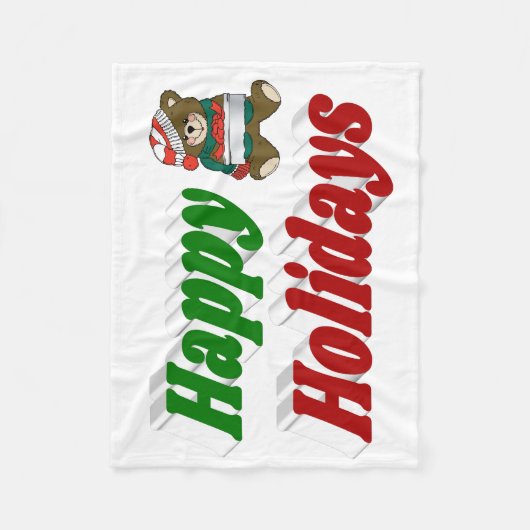 prettige feestdagen teddy Bear-kersttypografie Fleece Deken (Voorkant)
