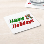 prettige feestdagen teddy Bear-kersttypografie Kartonnen Onderzetters (Schuin)