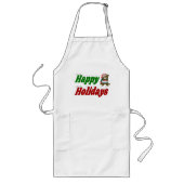 prettige feestdagen teddy Bear-kersttypografie Lang Schort (Voorkant)