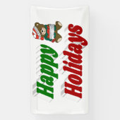 prettige feestdagen teddy Bear-kersttypografie Spandoek (Verticaal)