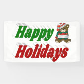 prettige feestdagen teddy Bear-kersttypografie Spandoek (Horizontaal)