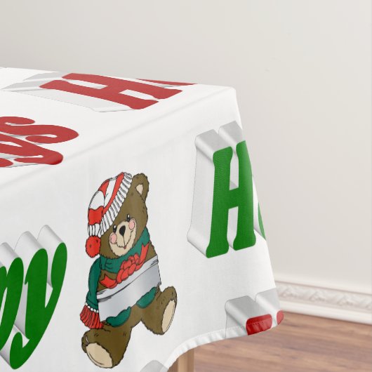 prettige feestdagen teddy Bear-kersttypografie Tafelkleed (Voorbeeld)