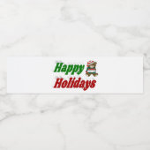 prettige feestdagen teddy Bear-kersttypografie Waterfles Etiket (Enkel label)