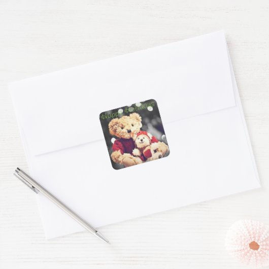 Prettige feestdagen Teddy Bear Sticker (Envelop)