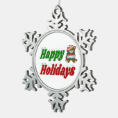 prettige feestdagen Teddy Bear-typografie Tin Sneeuwvlok Ornament (Rechts)