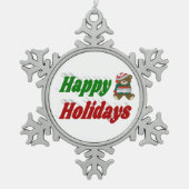 prettige feestdagen Teddy Bear-typografie Tin Sneeuwvlok Ornament (Voorkant)
