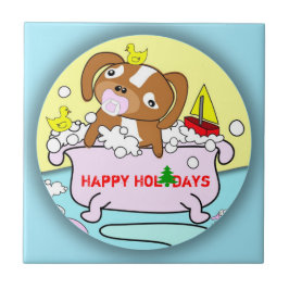 Prettige feestdagen Tegel Puppybad Tegeltje