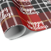 prettige feestdagen tekst in sneeuwvlokken op spel cadeaupapier (Rol Hoek)