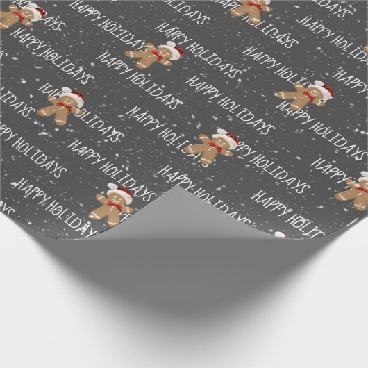 prettige feestdagen tekst met Gingerbrood Man Cadeaupapier (Hoek)