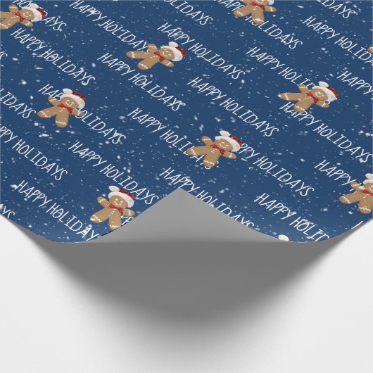prettige feestdagen tekst met Gingerbrood Man Cadeaupapier (Hoek)