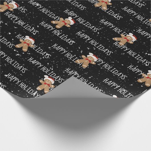 prettige feestdagen tekst met Gingerbrood Man Cadeaupapier (Hoek)