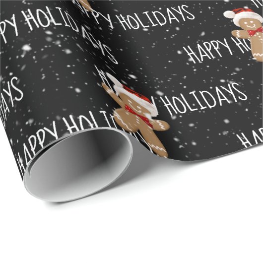 prettige feestdagen tekst met Gingerbrood Man Cadeaupapier (Rol Hoek)